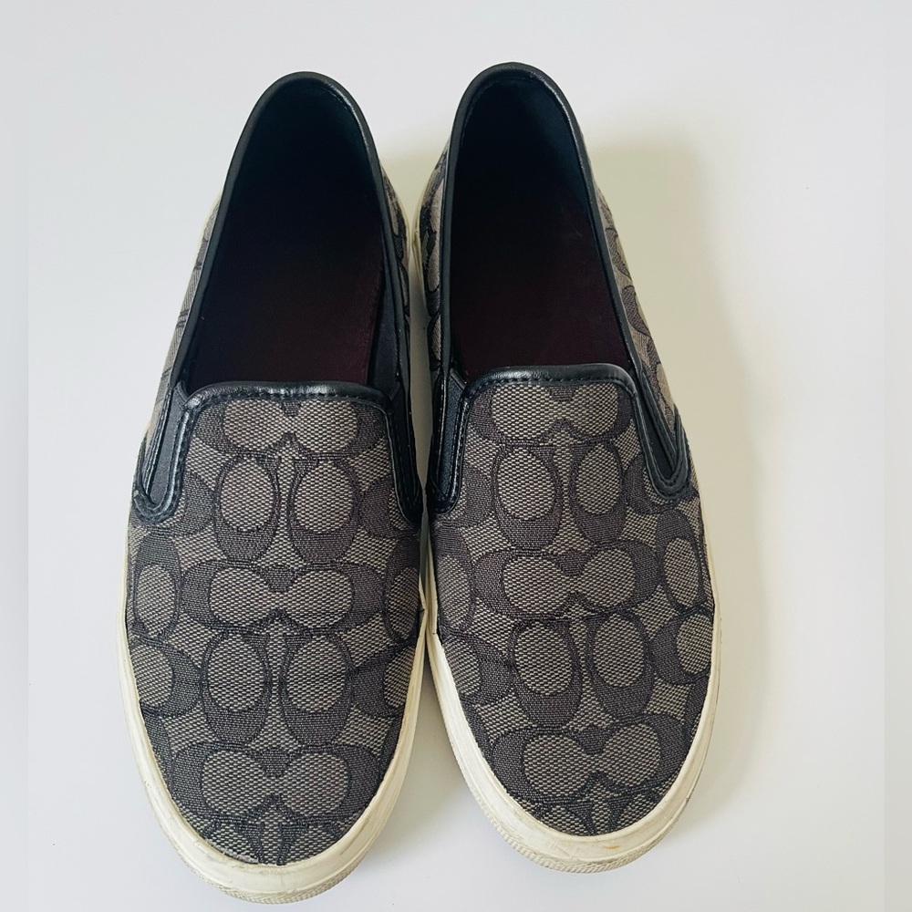 Coach Black and Gray Slip-On Loafers